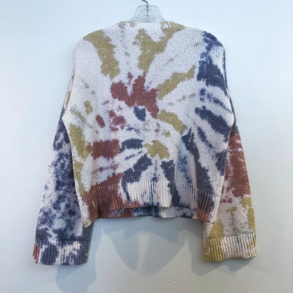 Madewell Cotton Waffle Knit Tie Dye Crew Neck Bell Sleeve Oversized Sweater XS - Picture 5 of 6